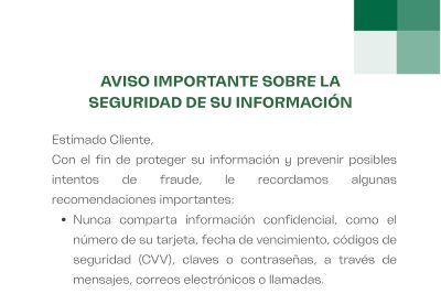 Aviso importante sobre la seguridad de su información