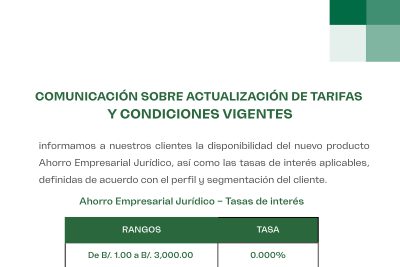 Comunicación Actualización Tarifas
